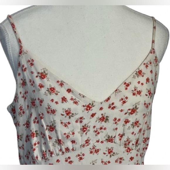 Reformation Floral Dress Medium Size 8 Red White Designer Midi Valentines - Picture 3 of 15